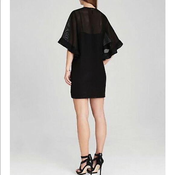 BCBGMaxAzria Short Sleeve Ruffle Sleeve Mini Dress Black XS - Picture 4 of 9